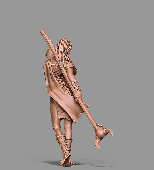 barbarian sorceress - 35mm and 54 mm scale 3D STL Model — view 4