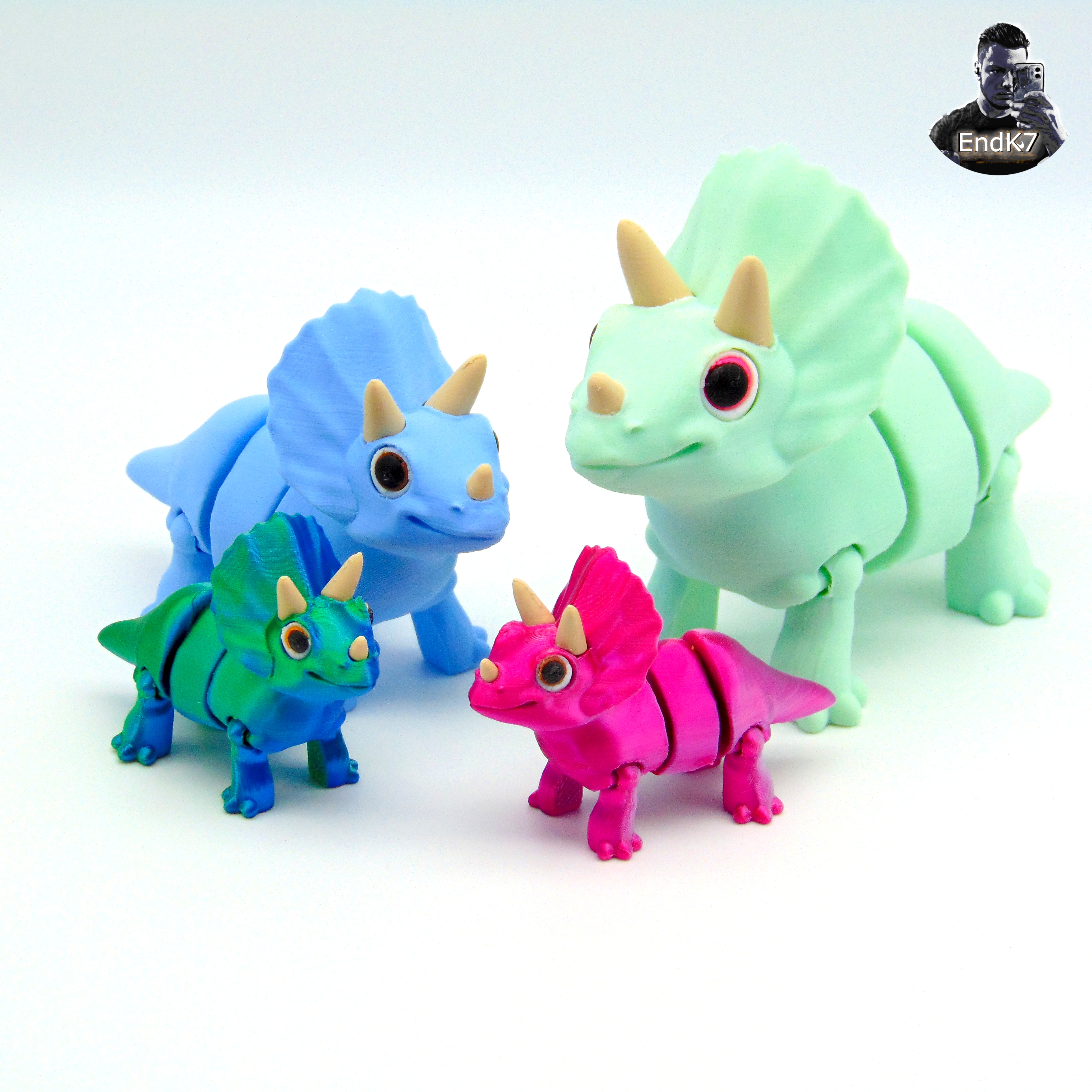 Cute articulated Triceratops - separated parts - Dinosaur - No Supports 3D STL Model