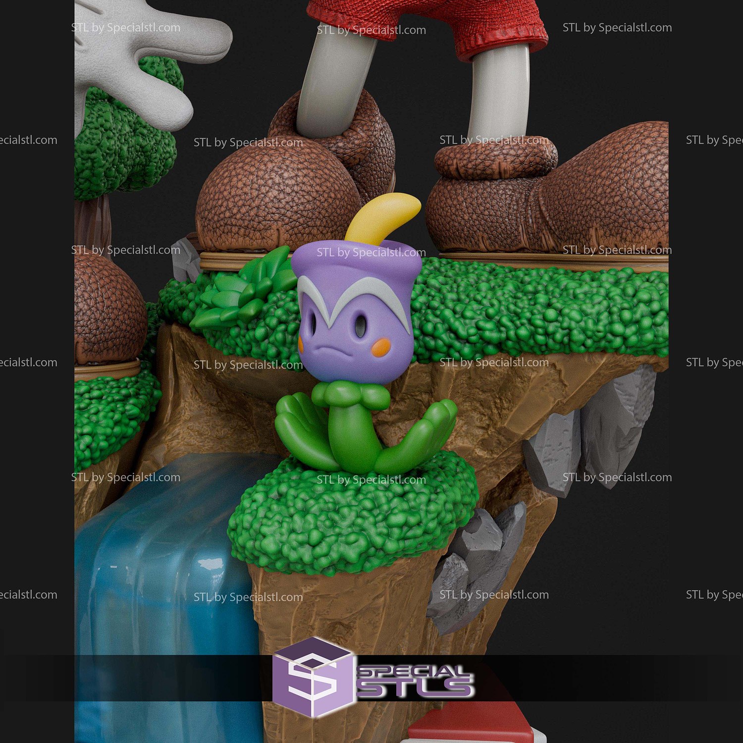 Cuphead and Mugman Diorama STL Files 3D Model — view 4