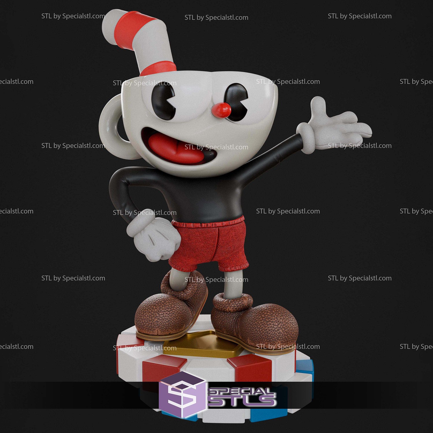 Cuphead and Mugman Diorama STL Files 3D Model — view 6