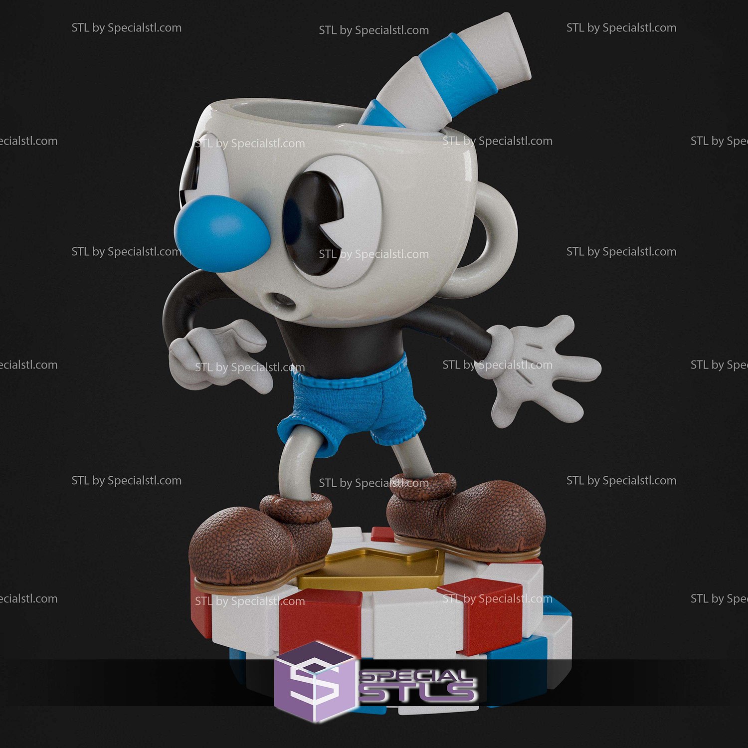 Cuphead and Mugman Diorama STL Files 3D Model — view 7
