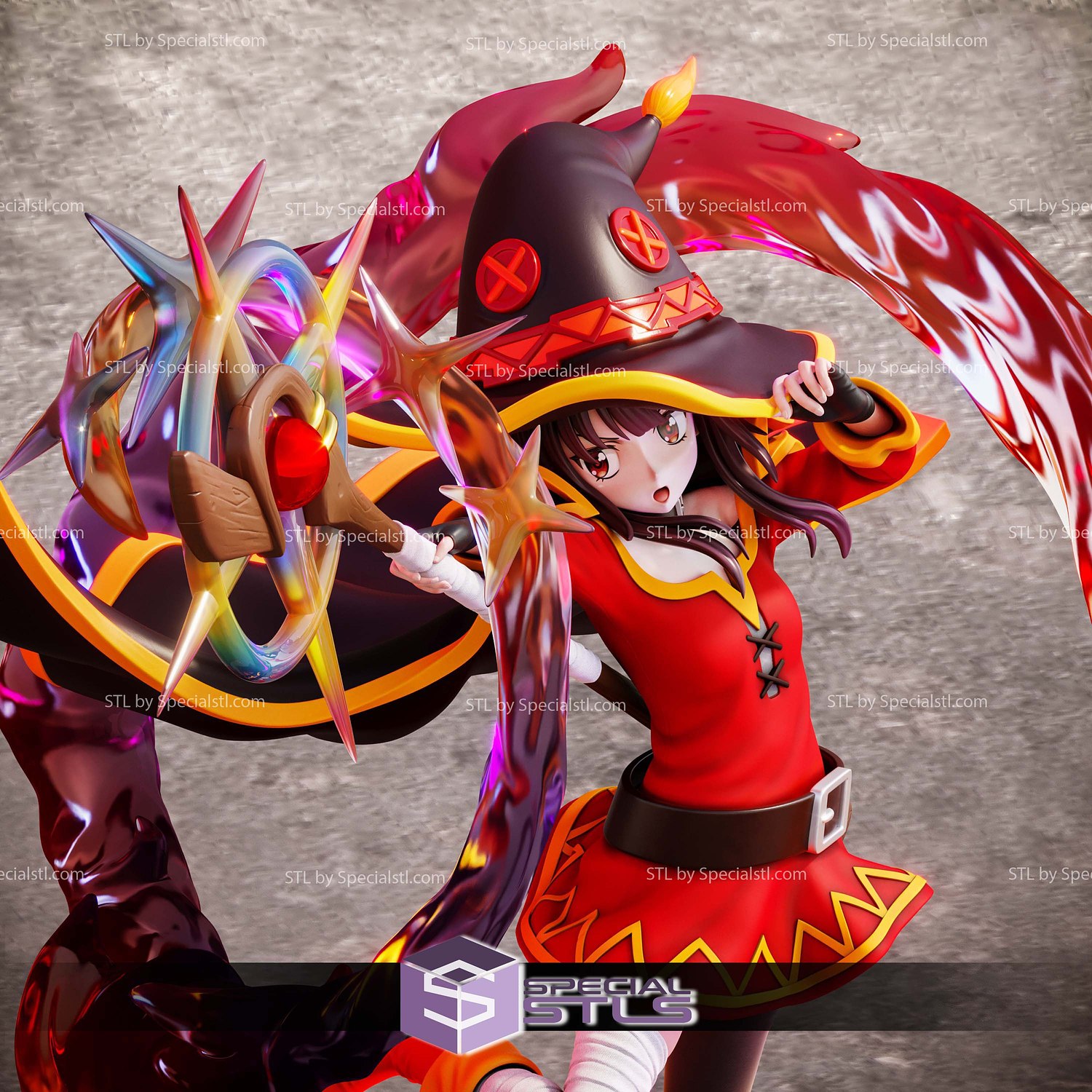 Megumin and Magic Konosuba 3D Printer Files STL Model — view 4