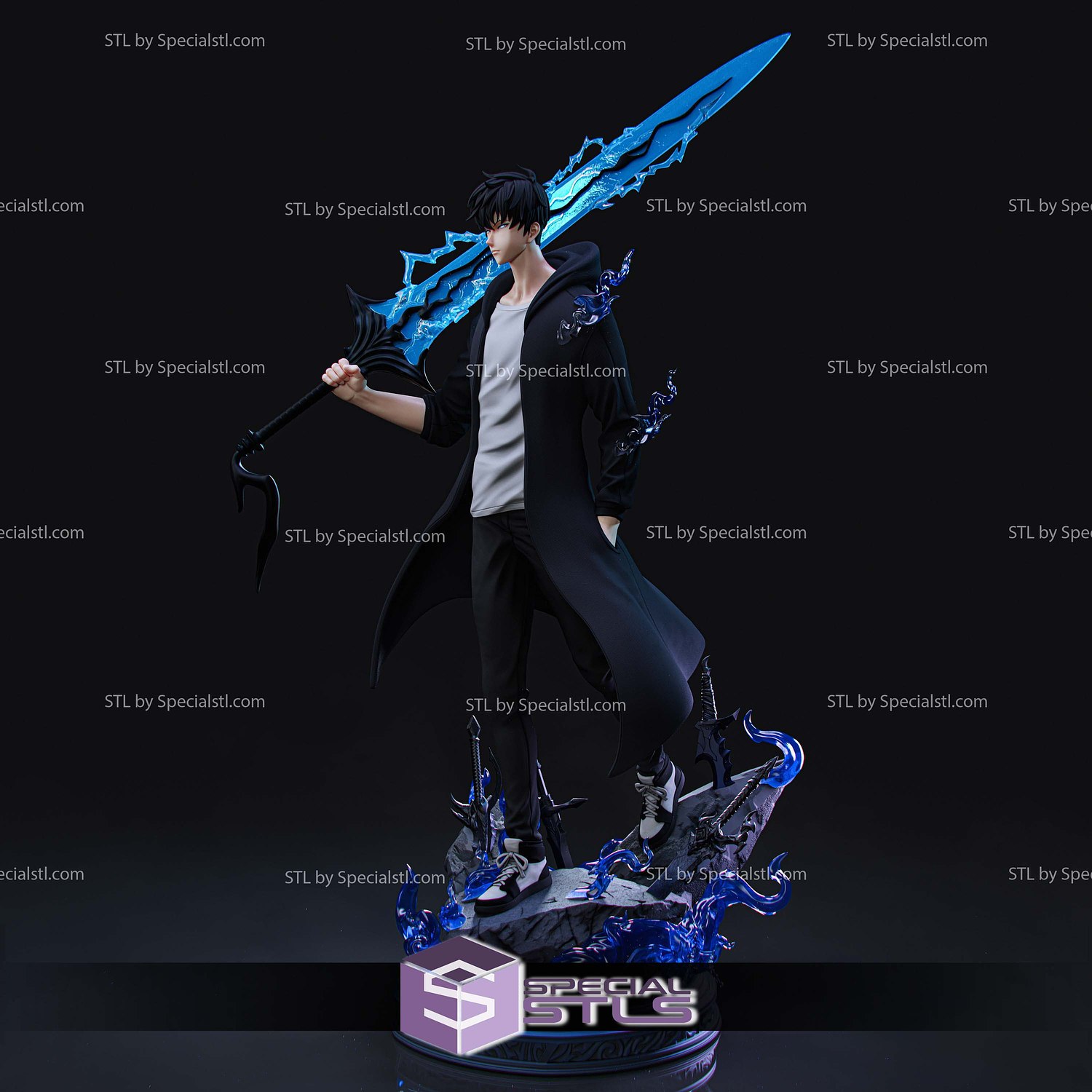 Sung Jin Woo Blue Sword 3D Printer Files STL Model — view 3