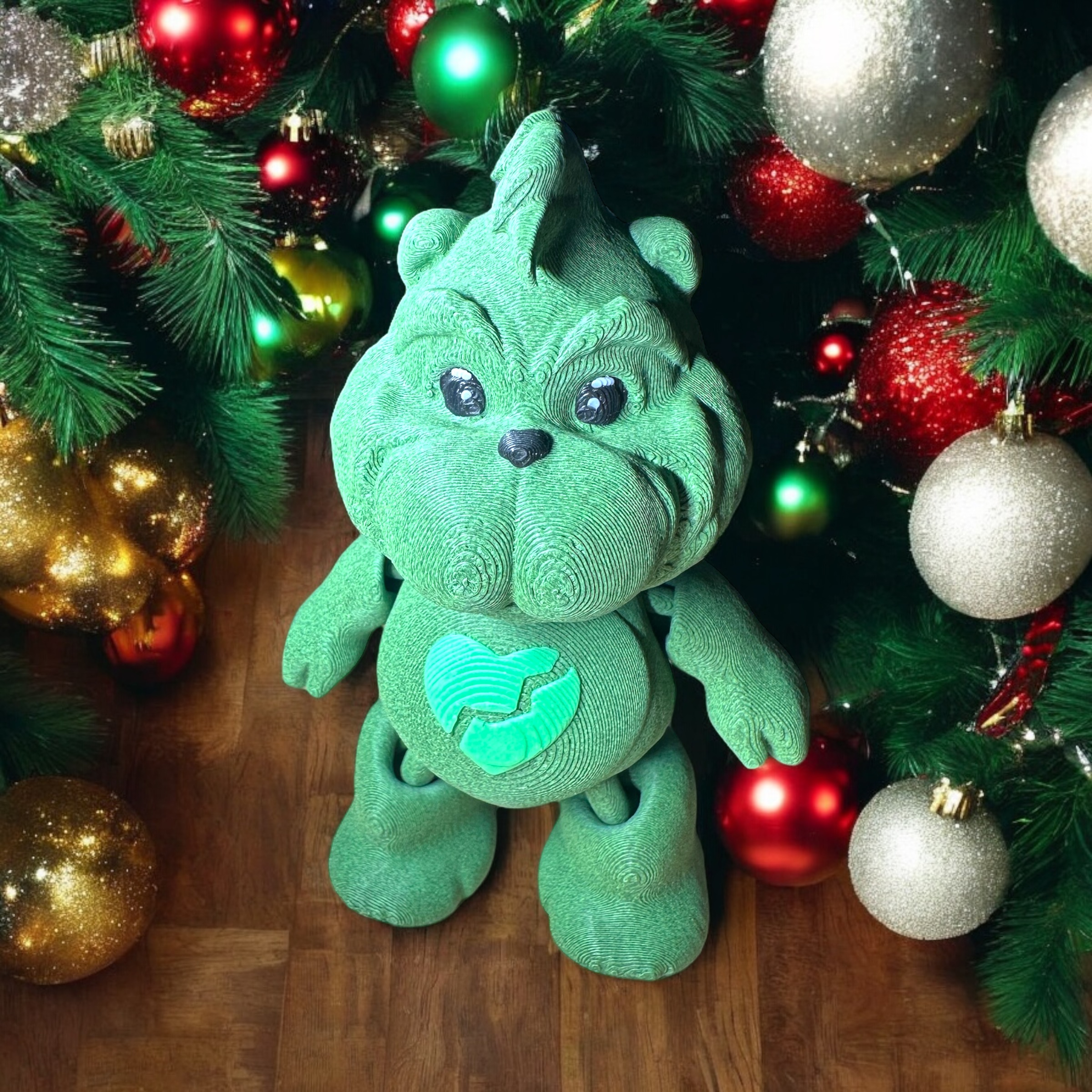 Grinch Bear that Cares - Articulated, Print in Place Care, Bear 3D 3MF Model
