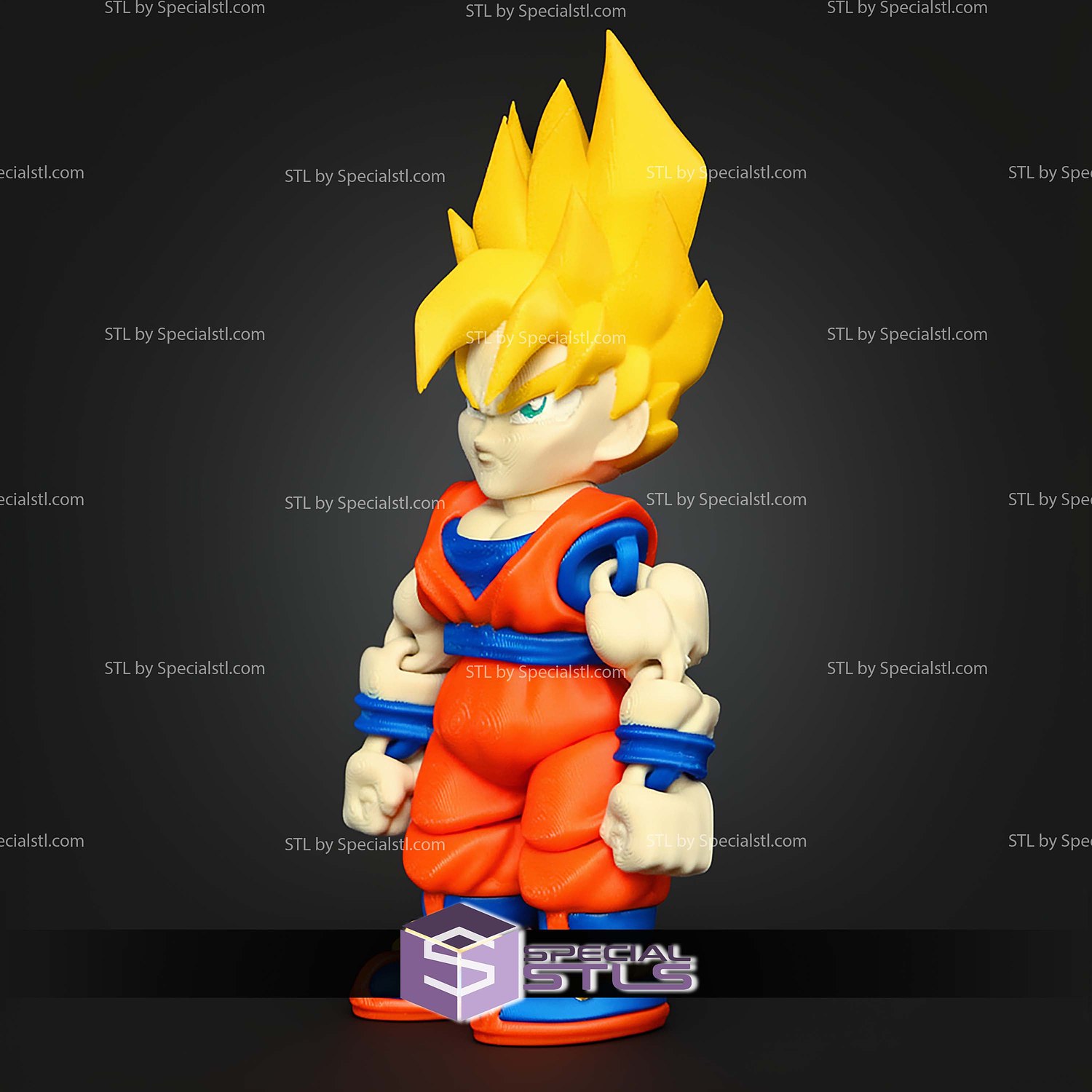 Super Basic STL Super Saiyan Goku MultiColor 3D Model — view 2