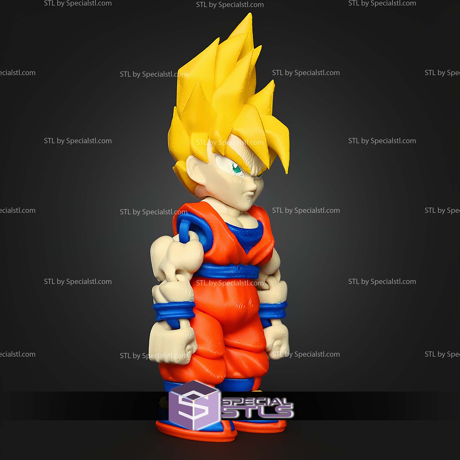 Super Basic STL Super Saiyan Goku MultiColor 3D Model — view 3
