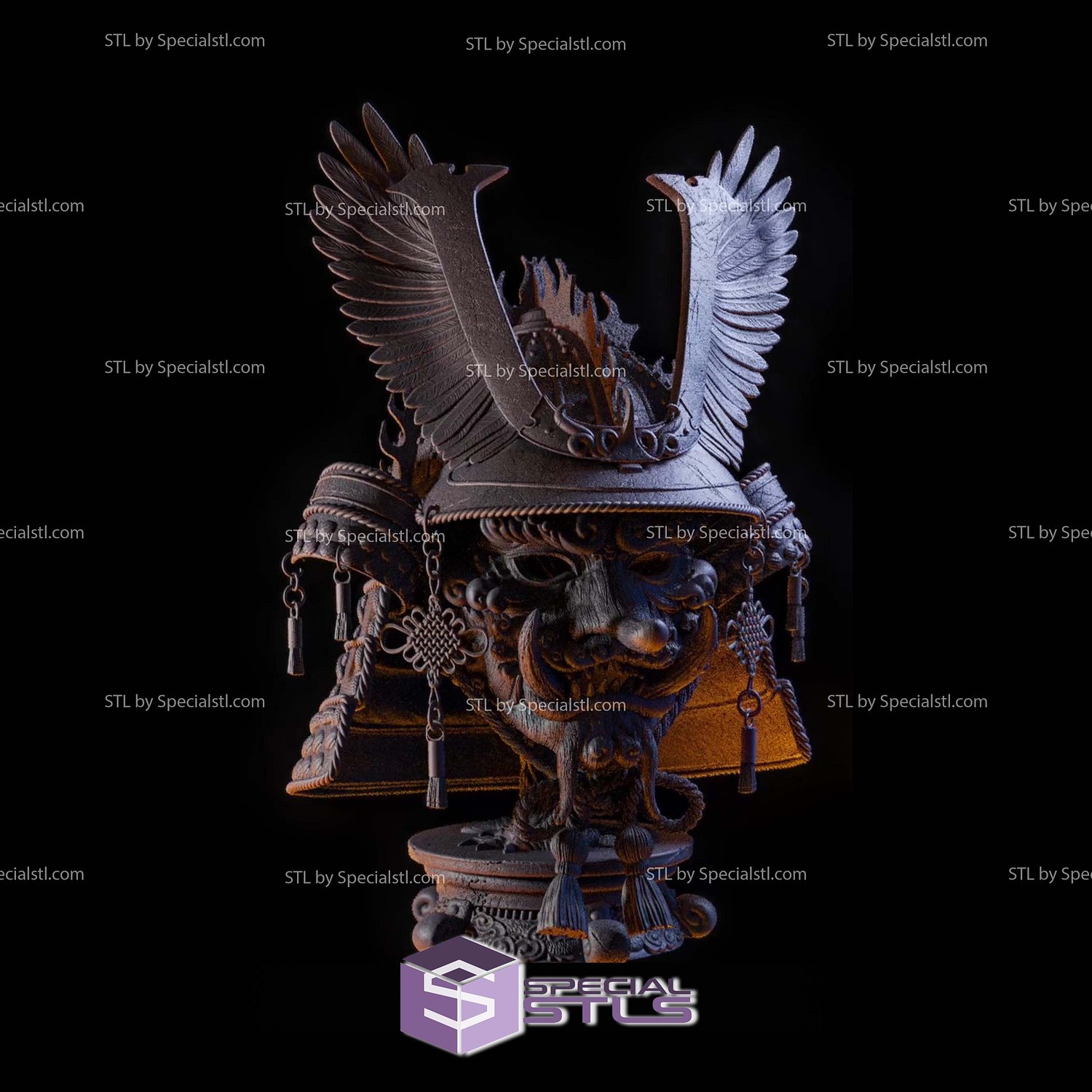 Life Size Daiten the Samurai Mask STL Printer Files 3D Model — view 3