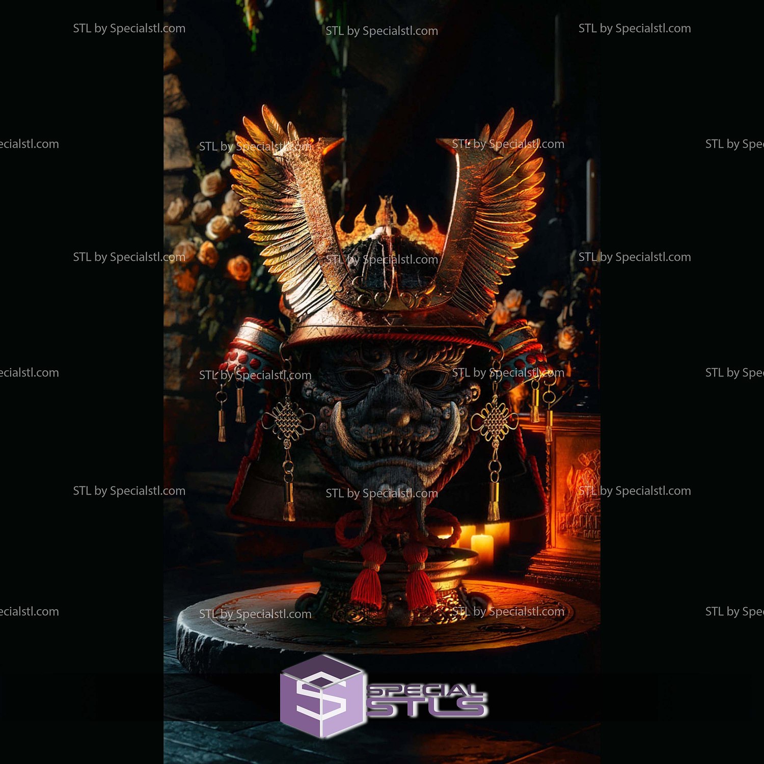 Life Size Daiten the Samurai Mask STL Printer Files 3D Model — view 4