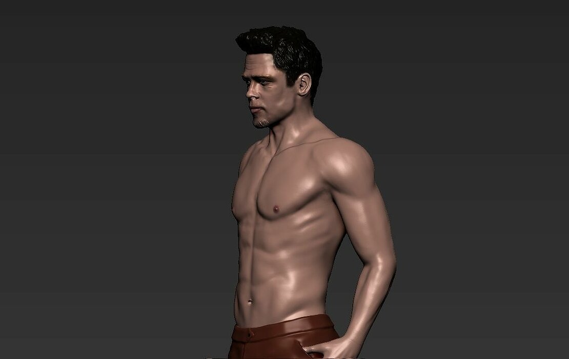 Tyler Durden Brad Pitt Fight Club for full color 3D printing OBJ Model — view 2