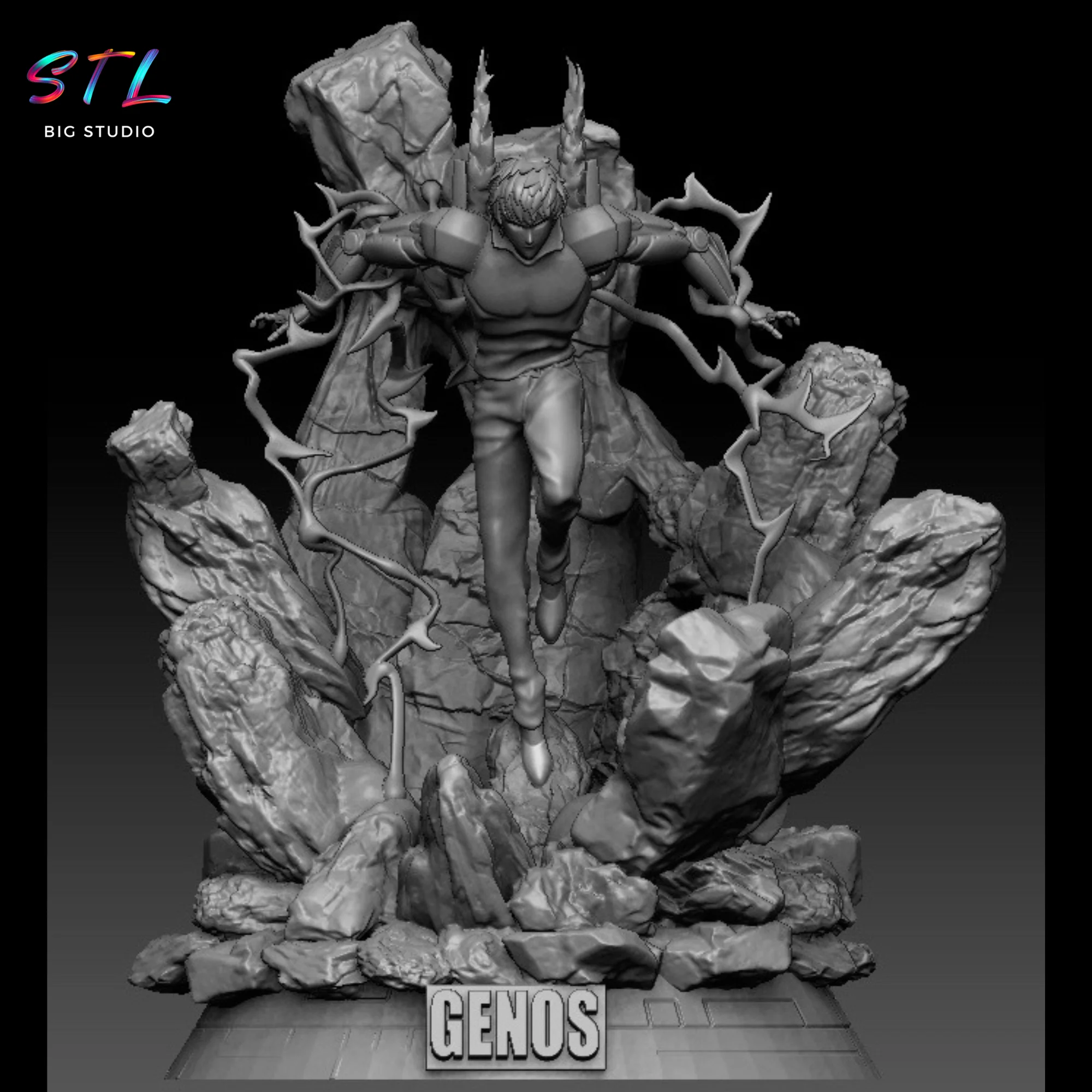 Genos STL | One Punch Man | 3D Printable Figure Model — view 7