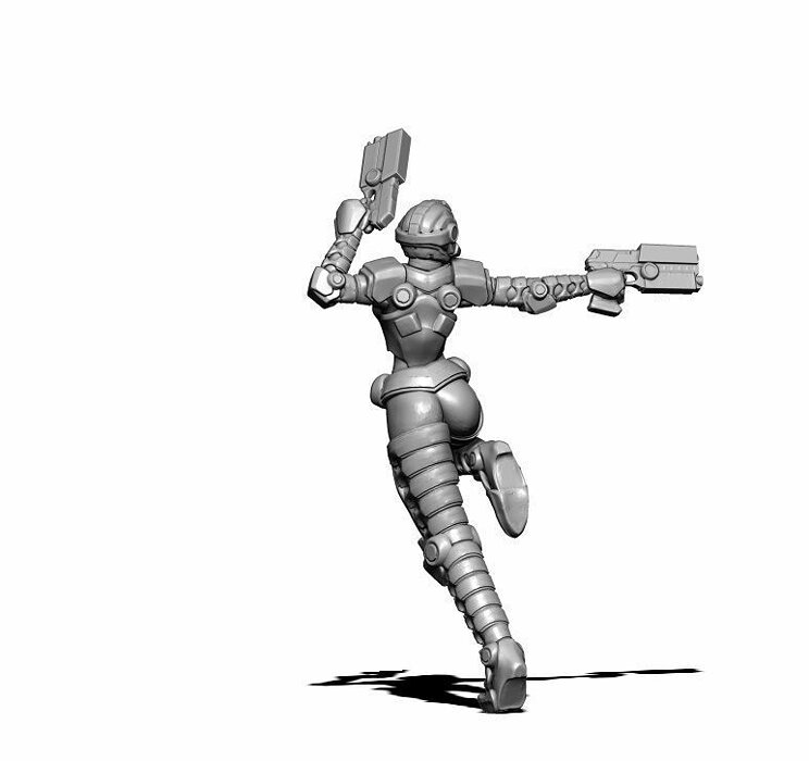 Pistolero 3D print model figure holding gun STL Model — view 2