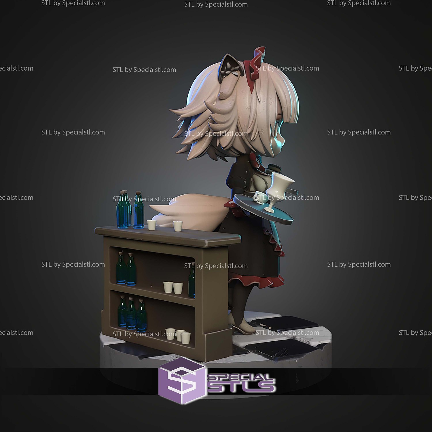 Cat Maid Chibi STL Files 3D Model — view 2