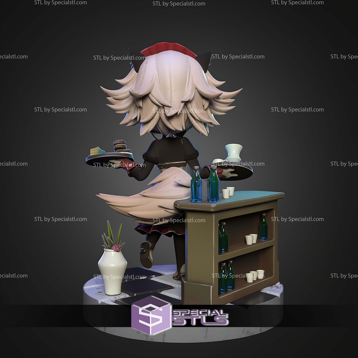 Cat Maid Chibi STL Files 3D Model — view 3