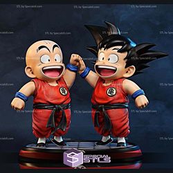 Goku and Krillin Happy Time Digital STL Files 3D Model