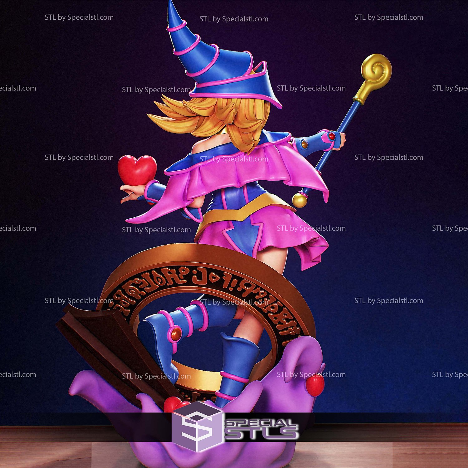 Dark Magician Girl with Heart 3D Printer Files STL Model — view 2
