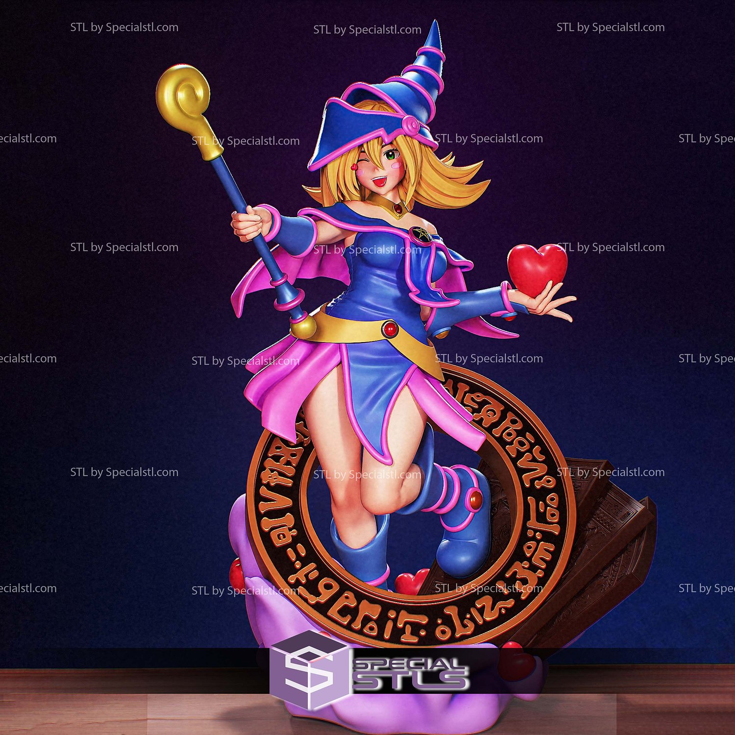 Dark Magician Girl with Heart 3D Printer Files STL Model — view 3