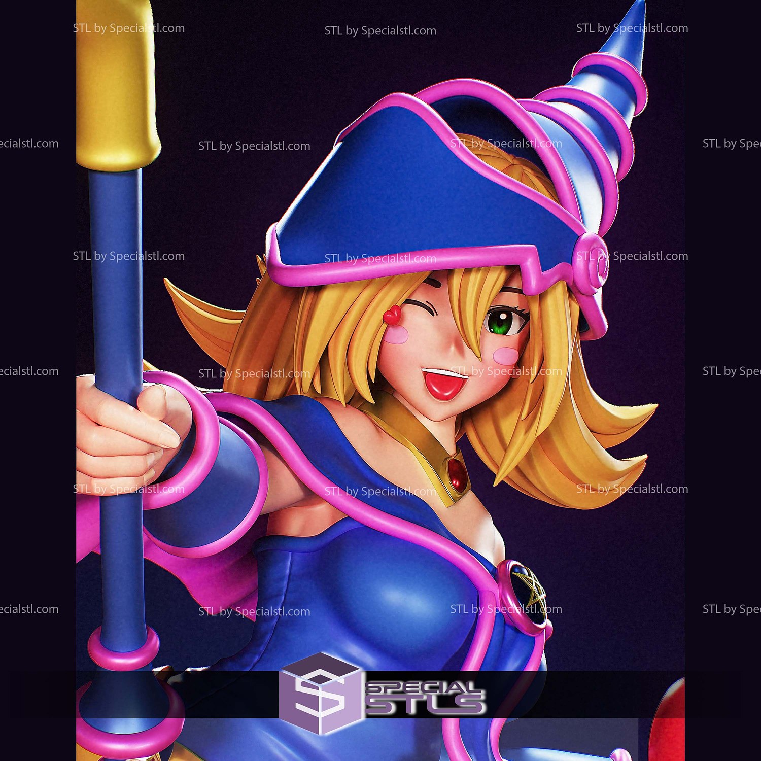 Dark Magician Girl with Heart 3D Printer Files STL Model — view 4