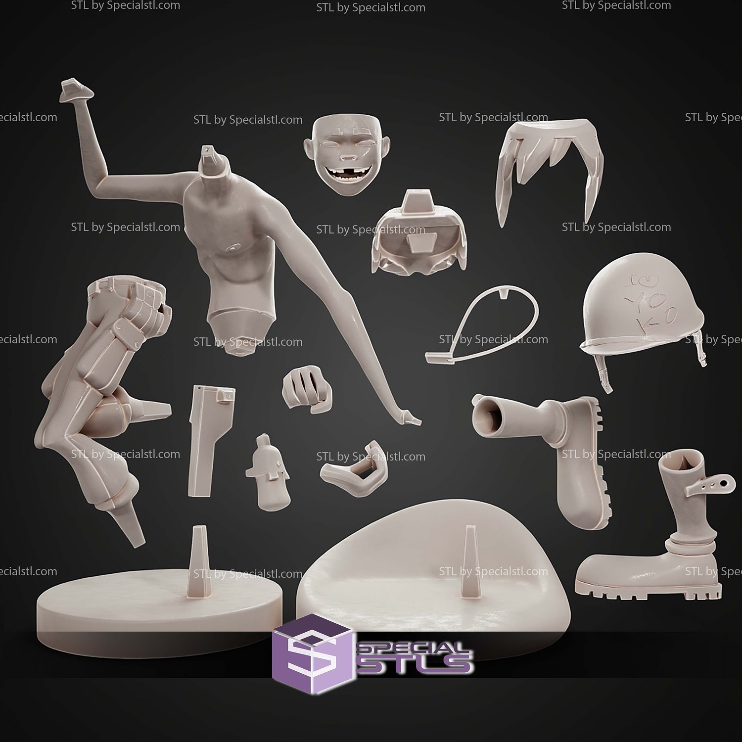 2D Dirty Harry Gorillaz STL Files 3D Model — view 3