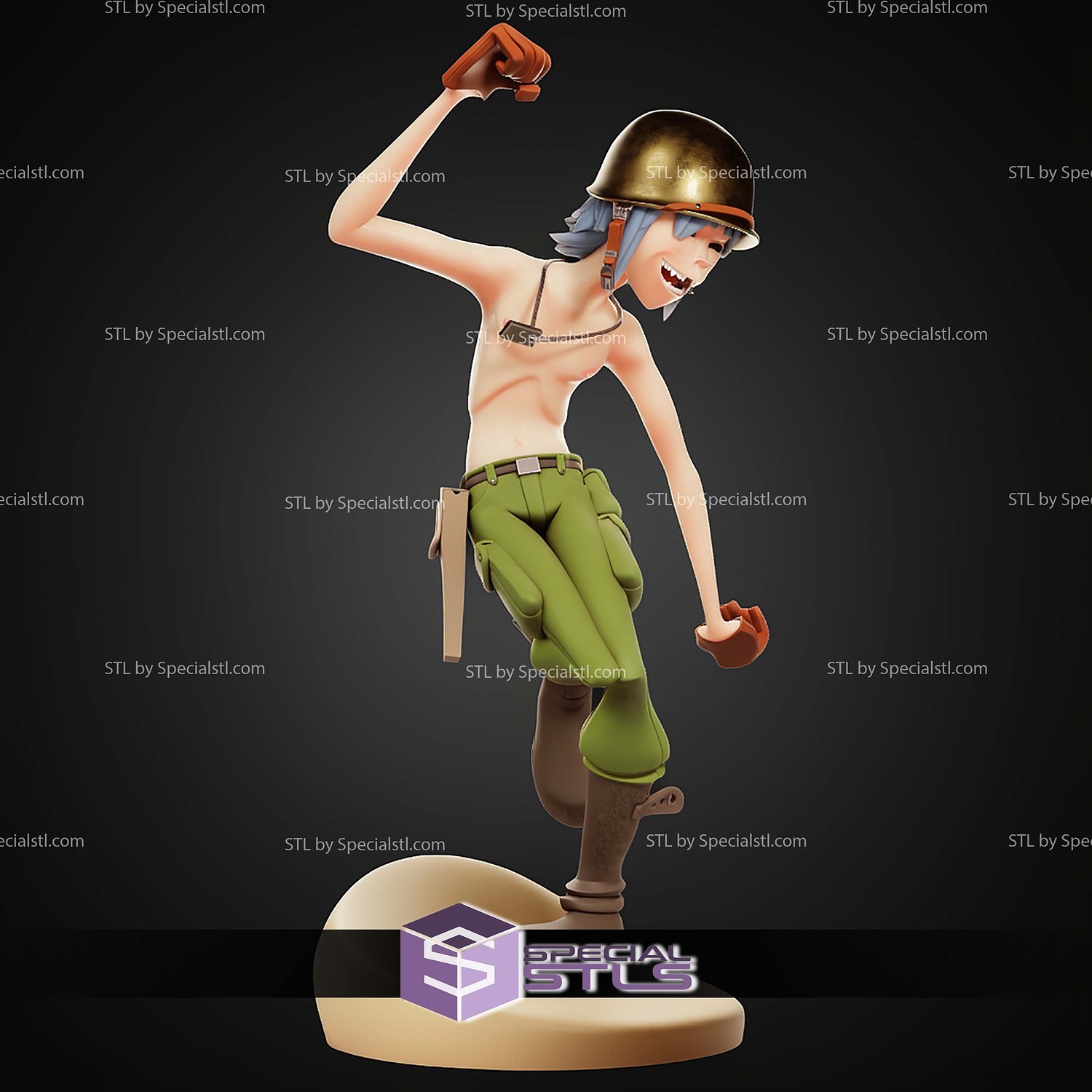 2D Dirty Harry Gorillaz STL Files 3D Model — view 5