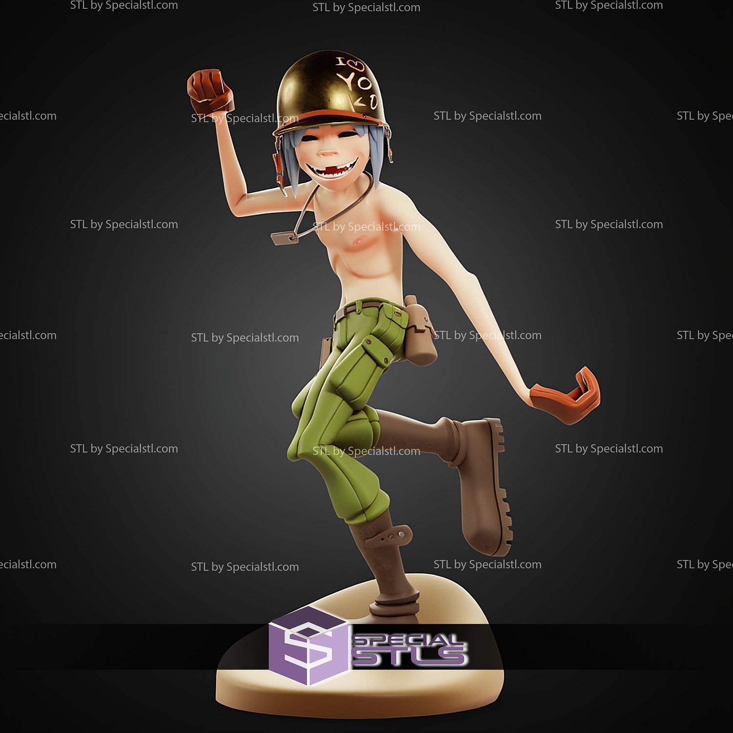 2D Dirty Harry Gorillaz STL Files 3D Model — view 6