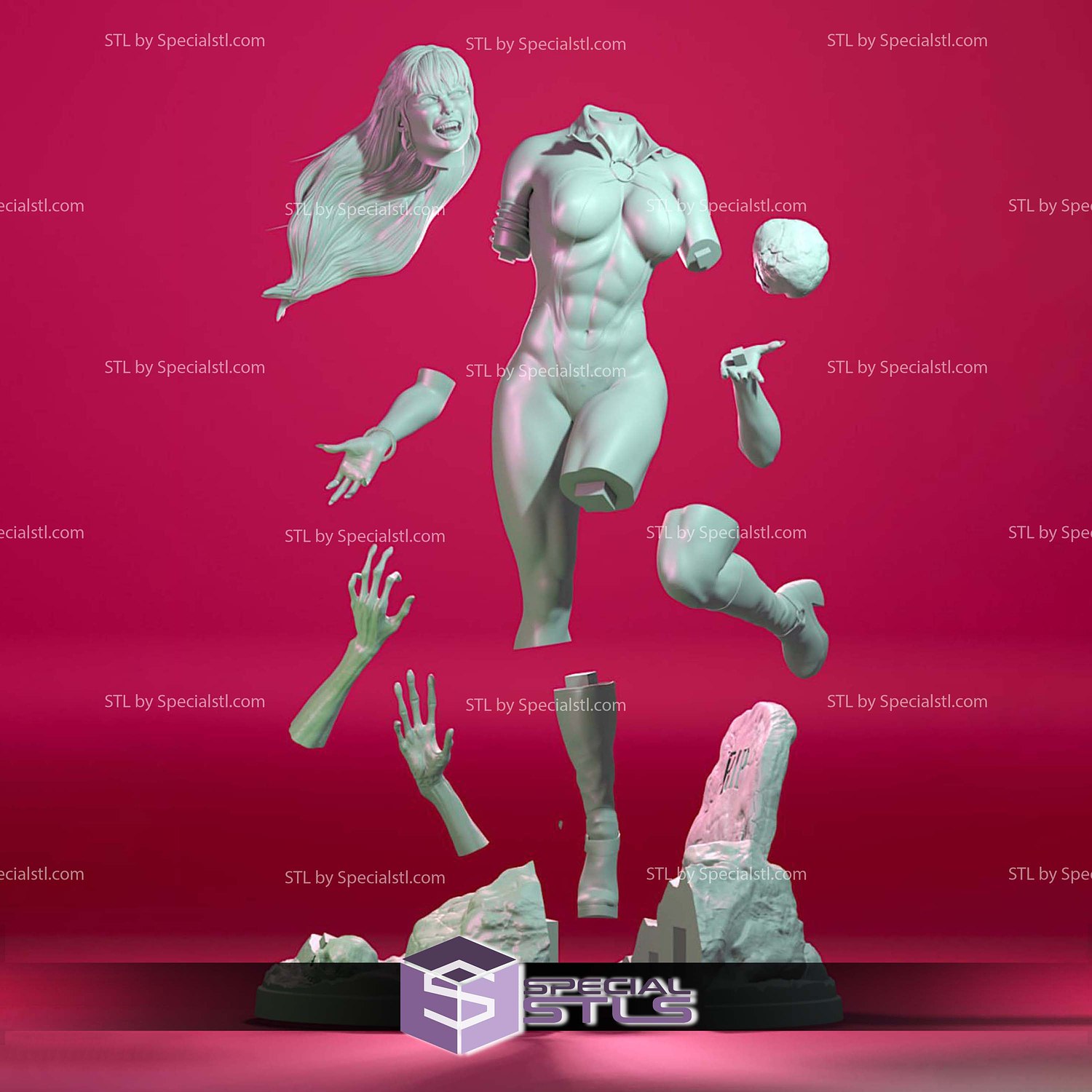Vampirella and Skull Tomb STL Printer Files 3D Model — view 2