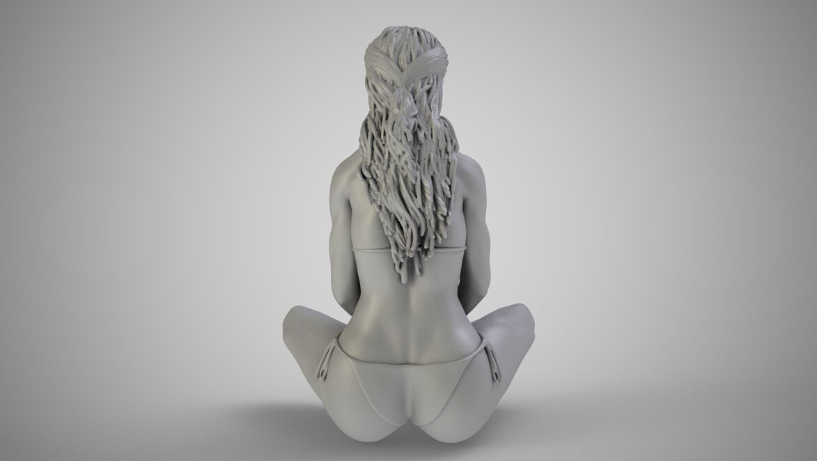 Woman Sitting with Legs Crossed 3D OBJ Model — view 5