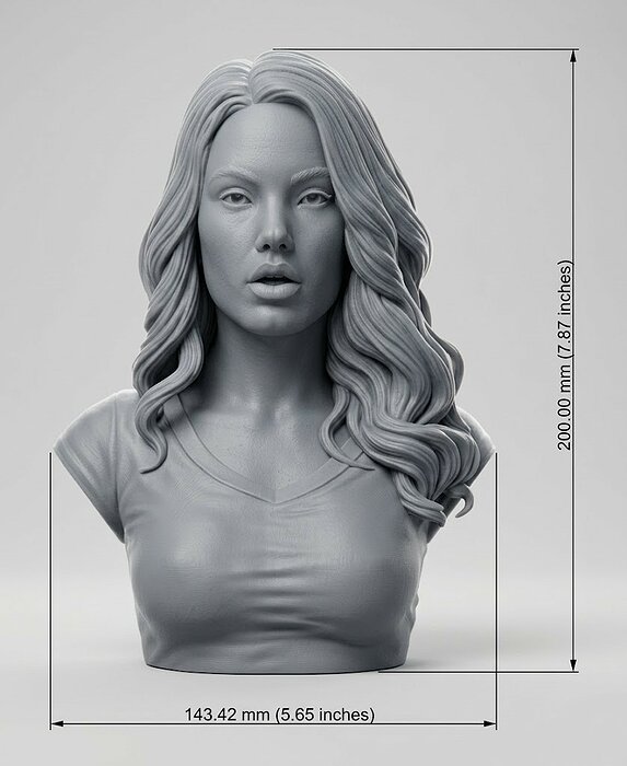 Megan Rain bust 3D OBJ Model — view 2
