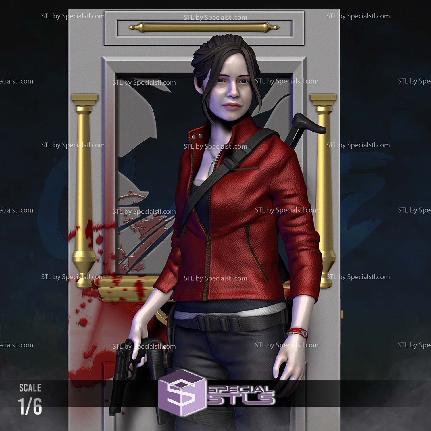 Claire Redfield Door Base Sculptures 3D Printing STL Model — view 2