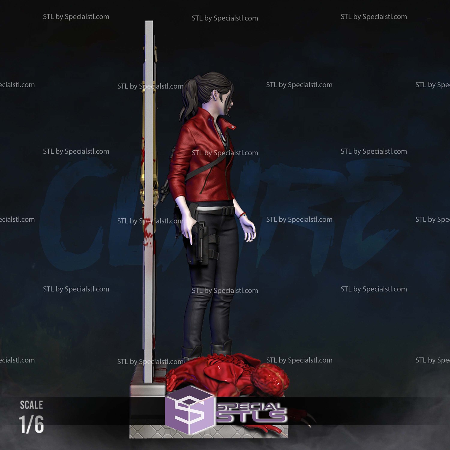 Claire Redfield Door Base Sculptures 3D Printing STL Model — view 3