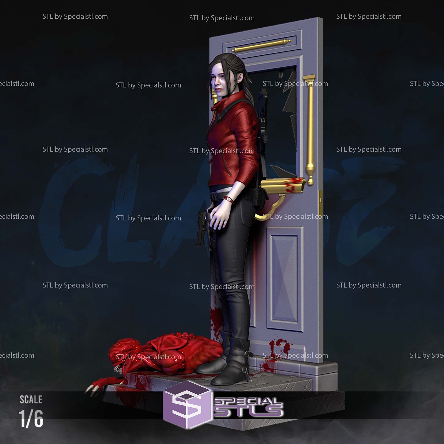 Claire Redfield Door Base Sculptures 3D Printing STL Model — view 4