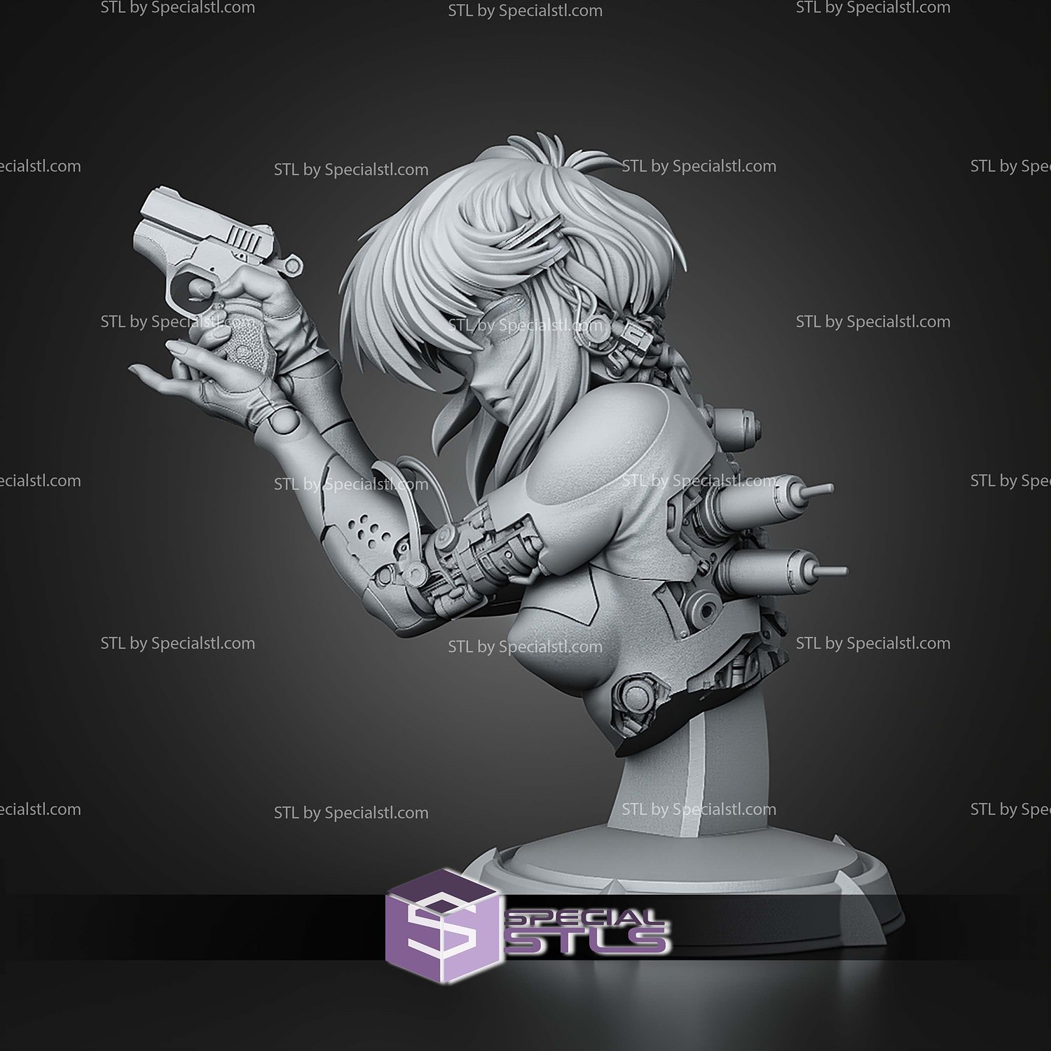 Motoko Ghost In The Shell Bust 113mm STL Files 3D Model — view 2