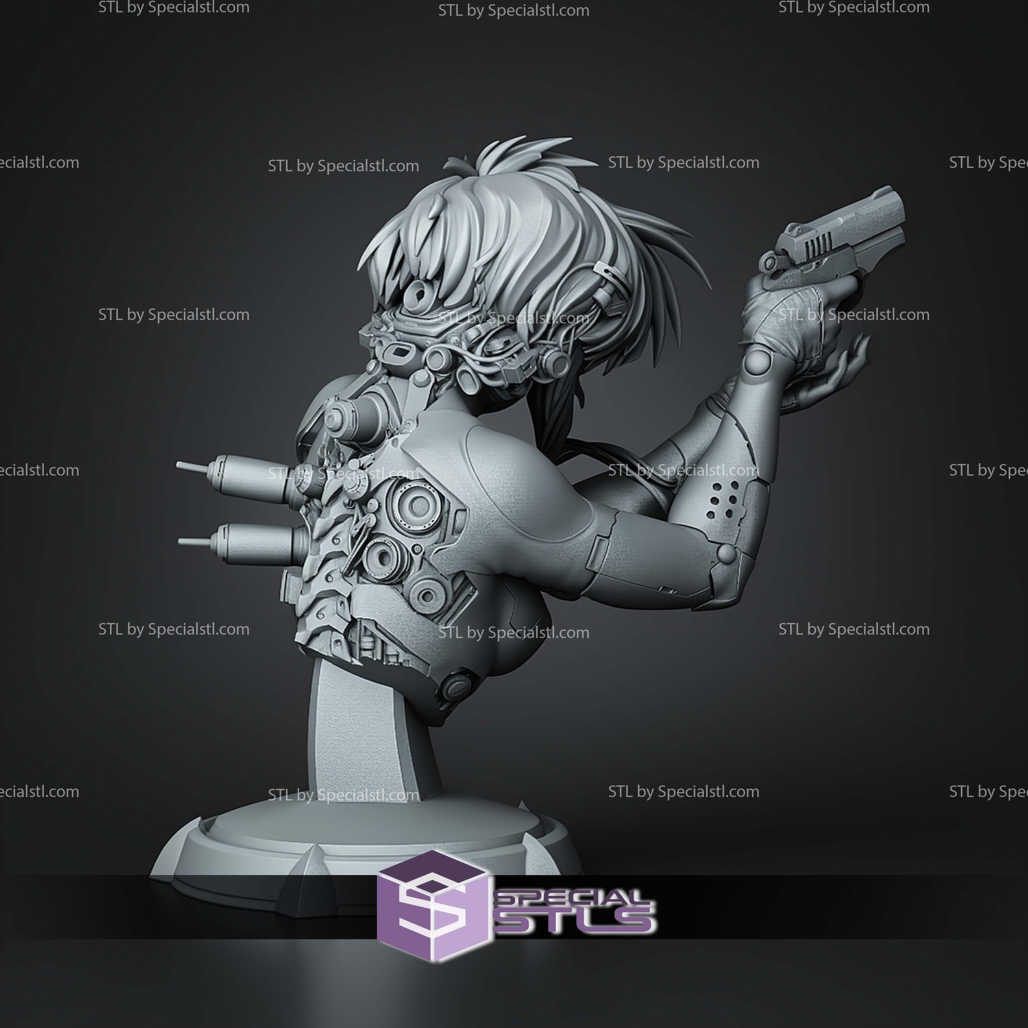 Motoko Ghost In The Shell Bust 113mm STL Files 3D Model — view 3