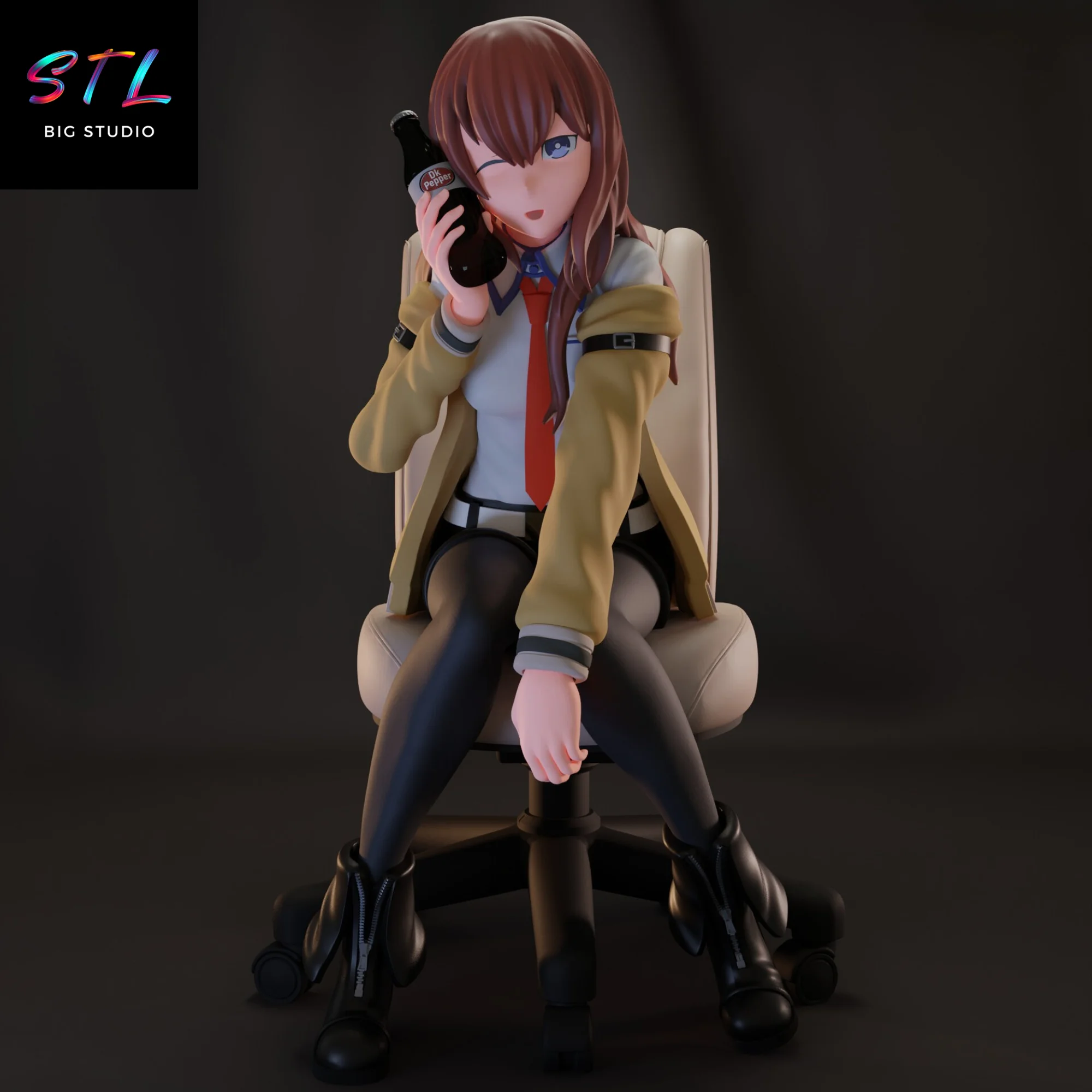 Kurisu Makise STL in Chair | Steins;Gate 3D Print Figure Model