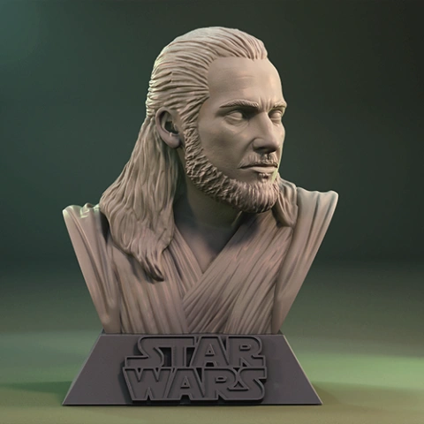 Qui-Gon Jinn Bust 3D Printer Files | Assembly STL Model