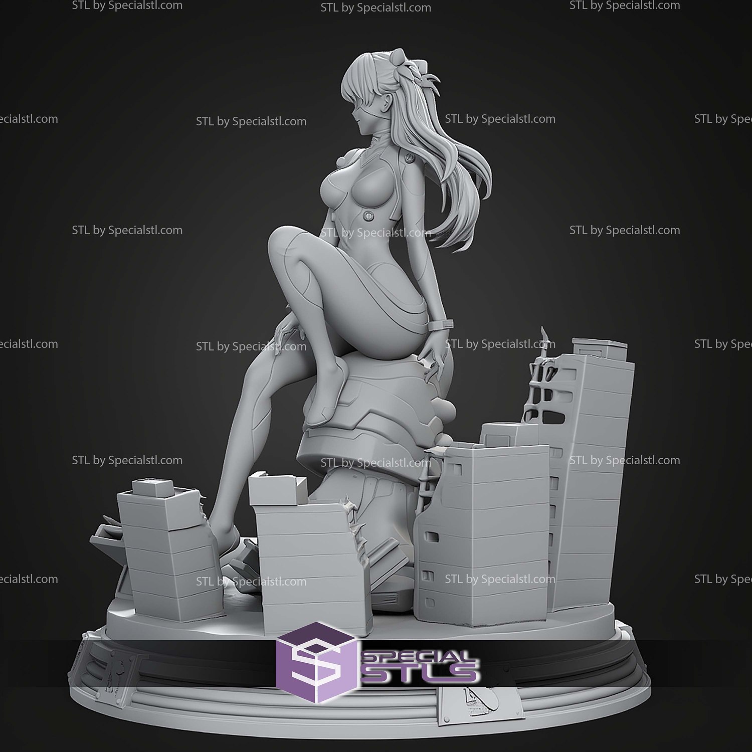 Asuka Langley Evangelion Confident Pose STL Files 3D Model — view 2
