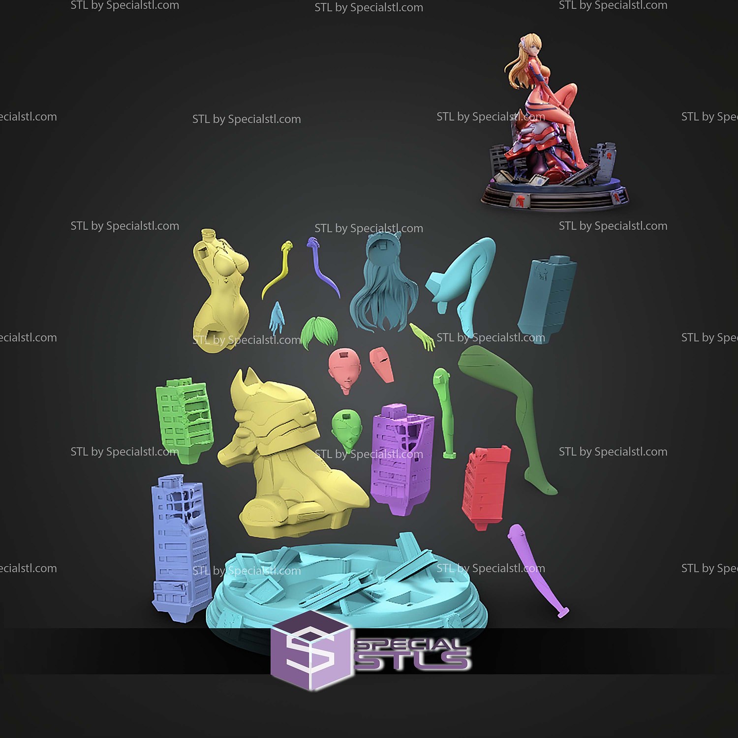 Asuka Langley Evangelion Confident Pose STL Files 3D Model — view 3