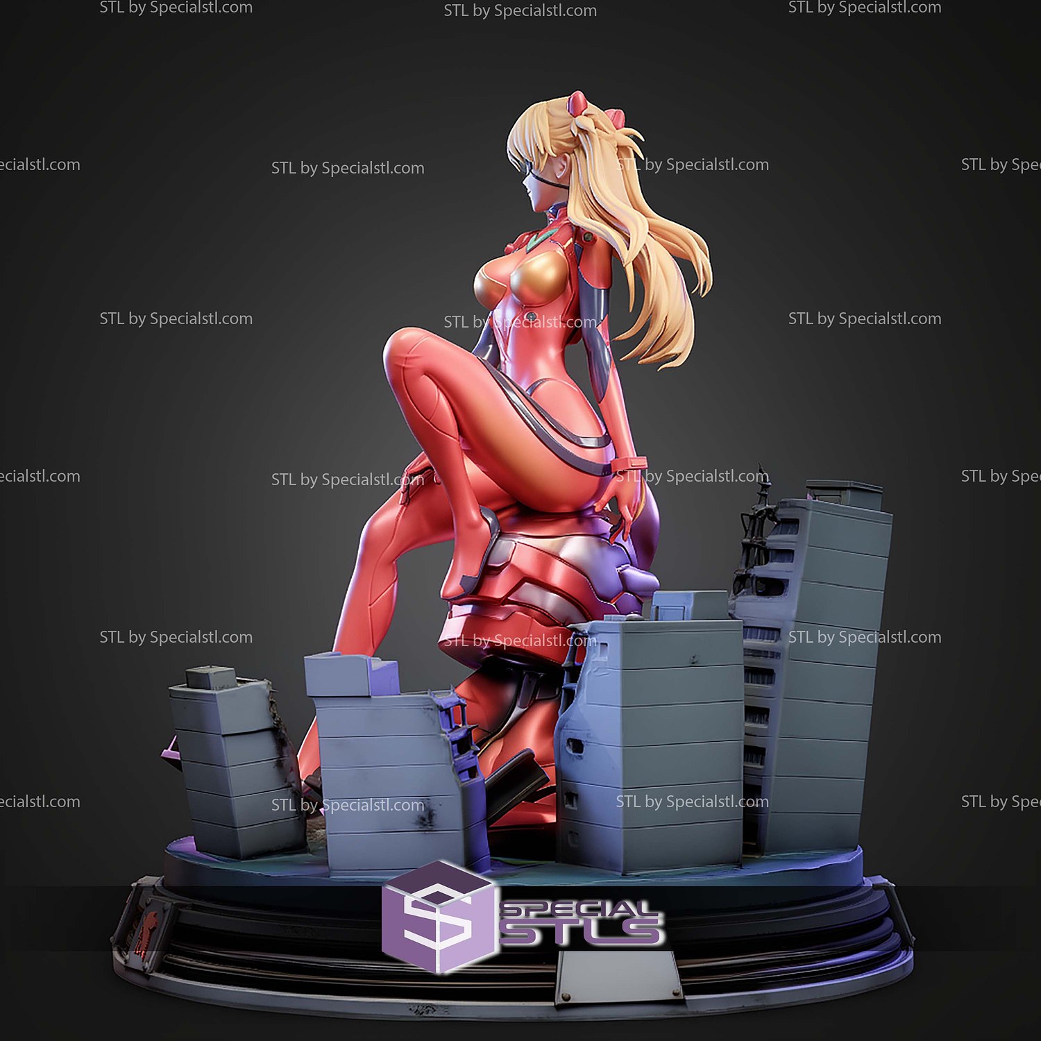Asuka Langley Evangelion Confident Pose STL Files 3D Model — view 4