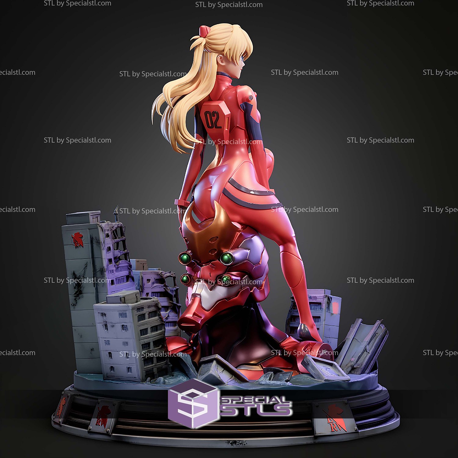 Asuka Langley Evangelion Confident Pose STL Files 3D Model — view 6