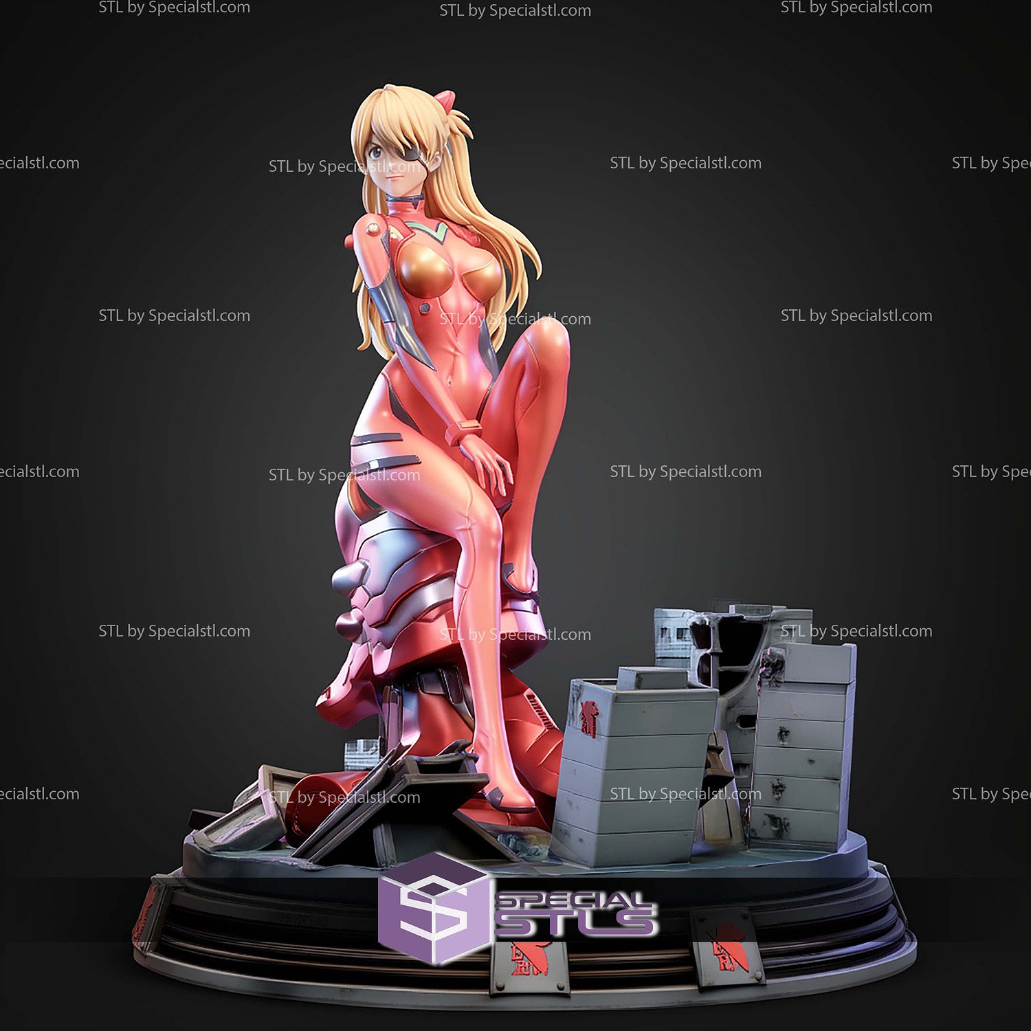 Asuka Langley Evangelion Confident Pose STL Files 3D Model — view 7