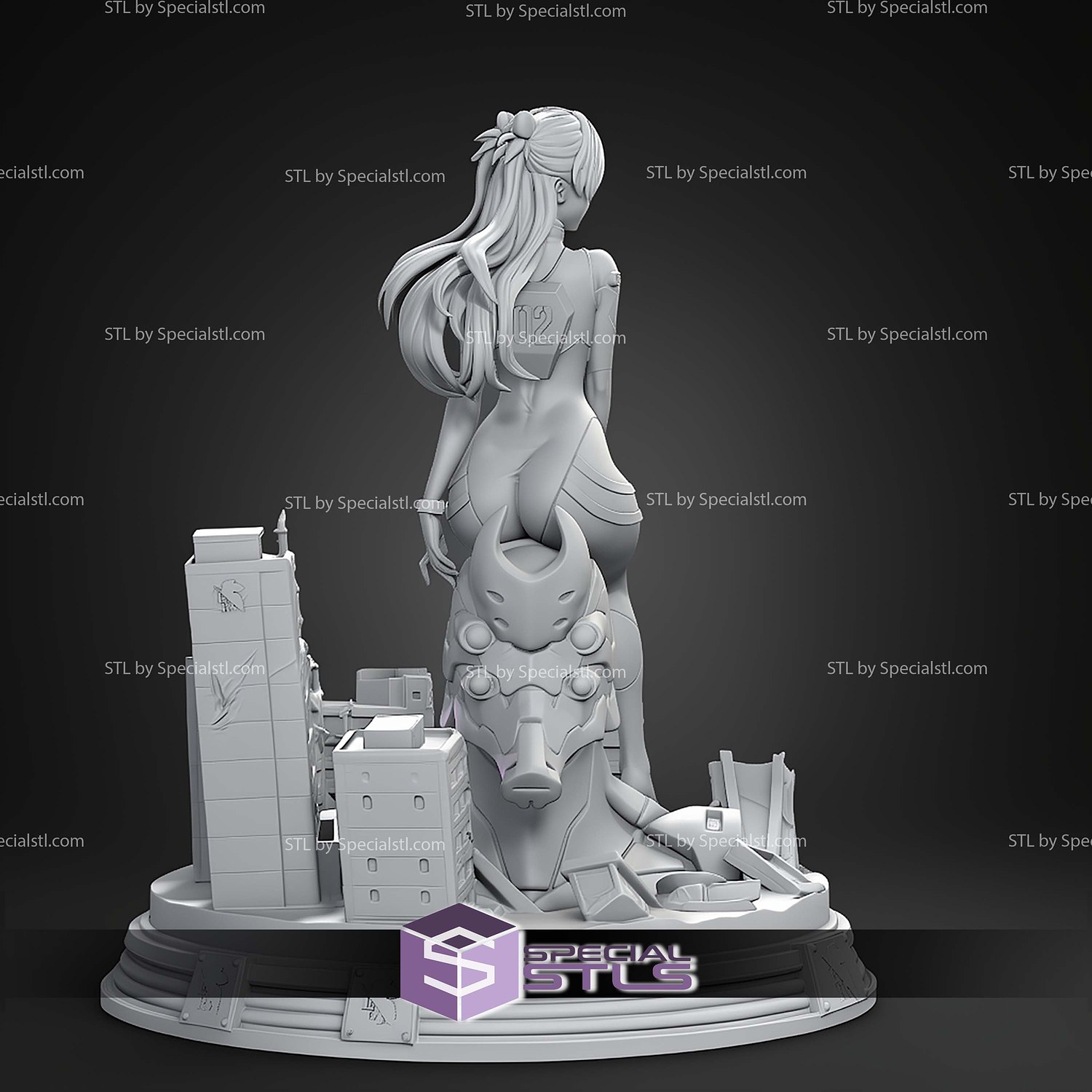 Asuka Langley Evangelion Confident Pose STL Files 3D Model — view 8