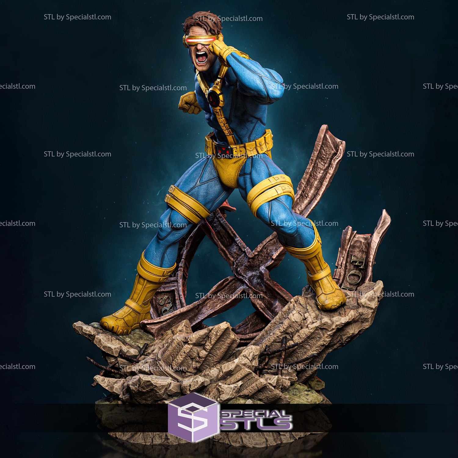 Cyclops X-Men Logo Base 3D Printer Files STL Model — view 2