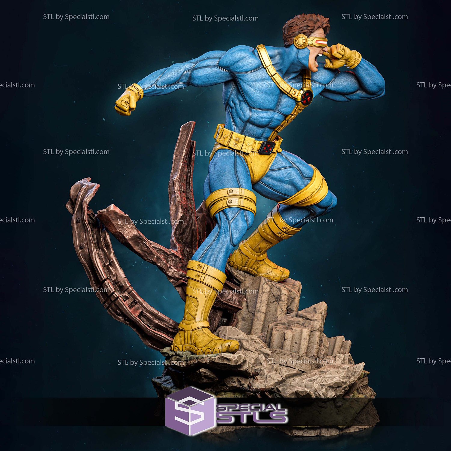 Cyclops X-Men Logo Base 3D Printer Files STL Model — view 4