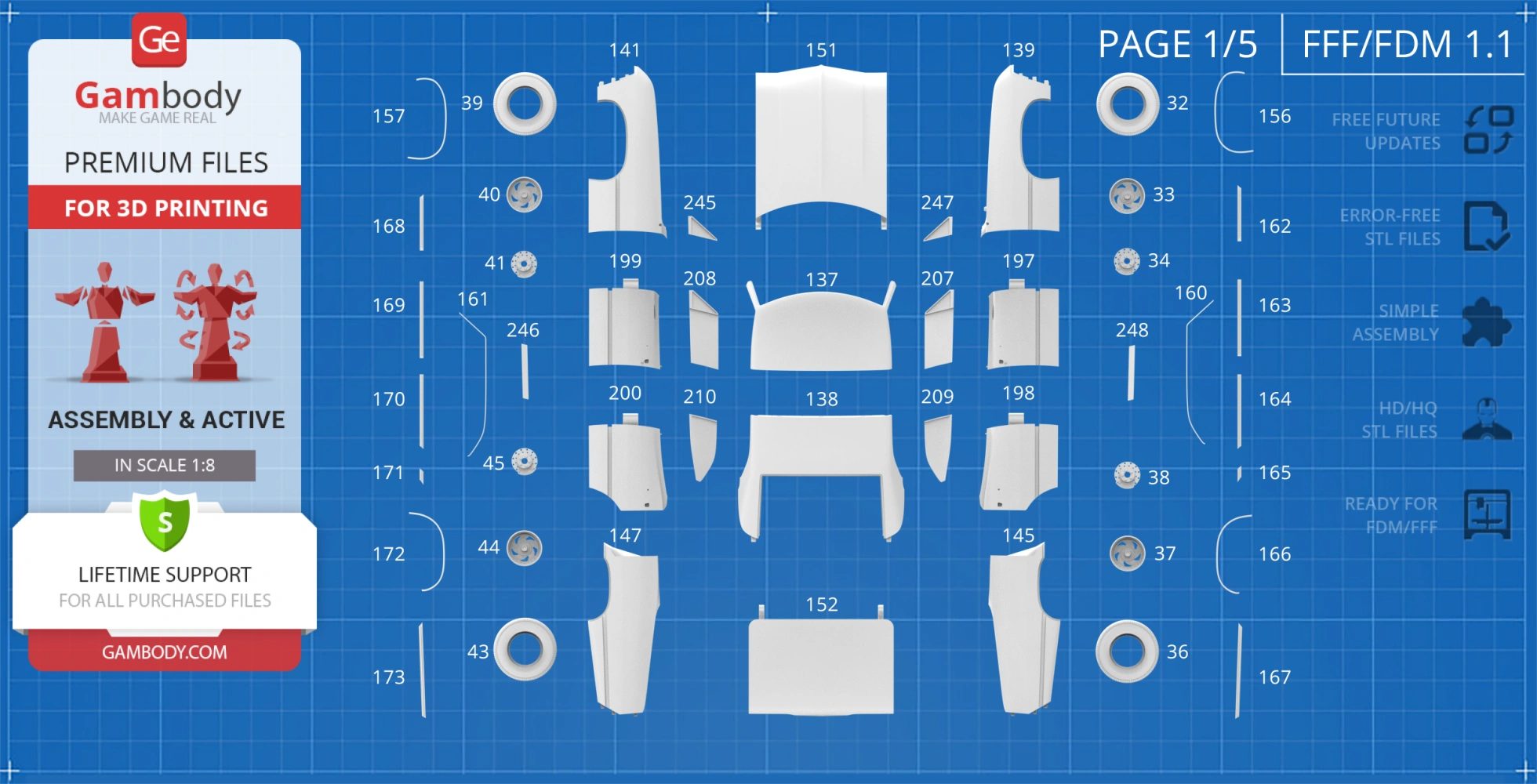Chevrolet Impala 1967 3D Printing Model | Assembly + Action STL Model