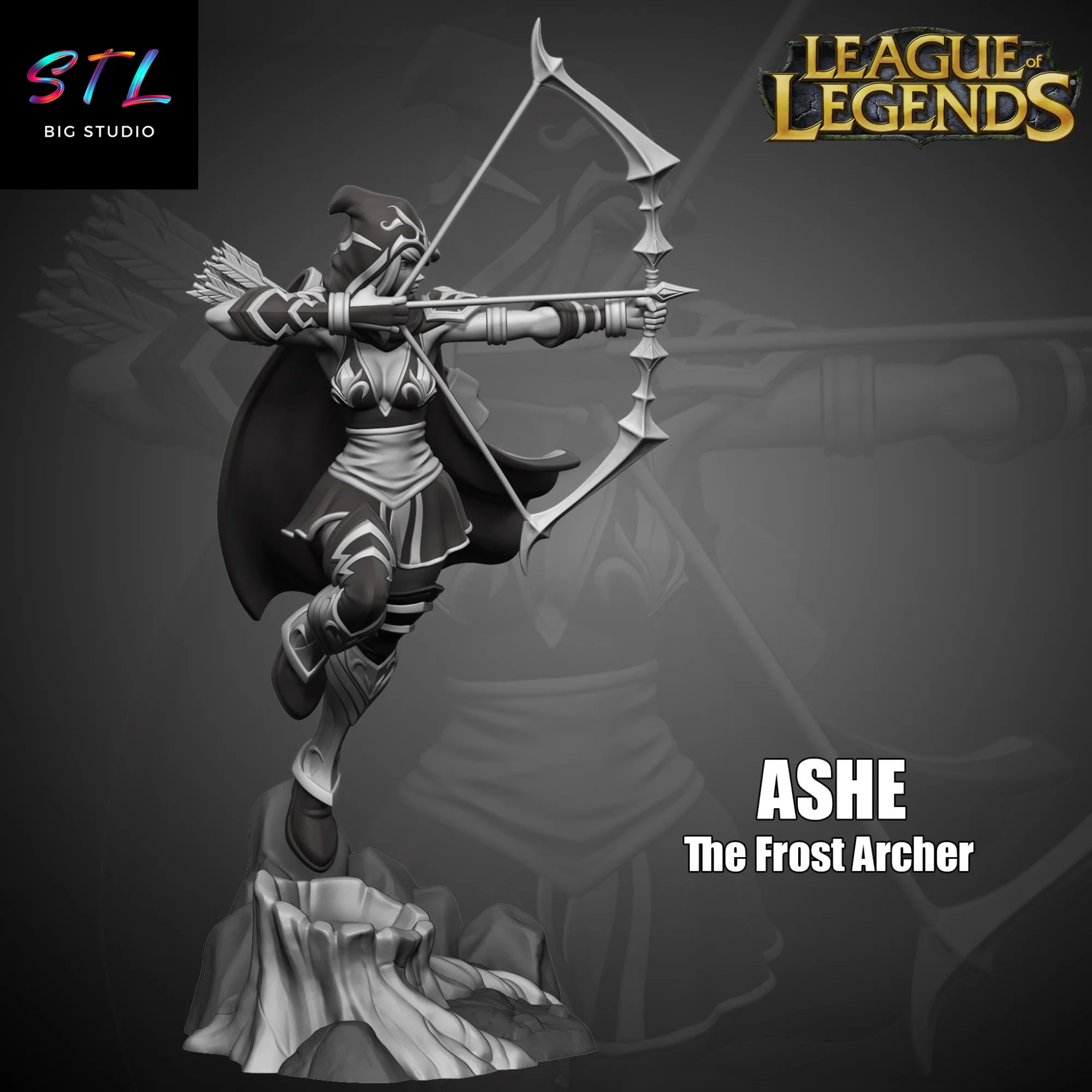 Ashe STL Iceborn Archer | League of Legends | 3D Printable Figure Model