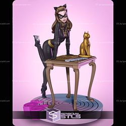Catwoman Standing by Table 3D Printer Files STL Model