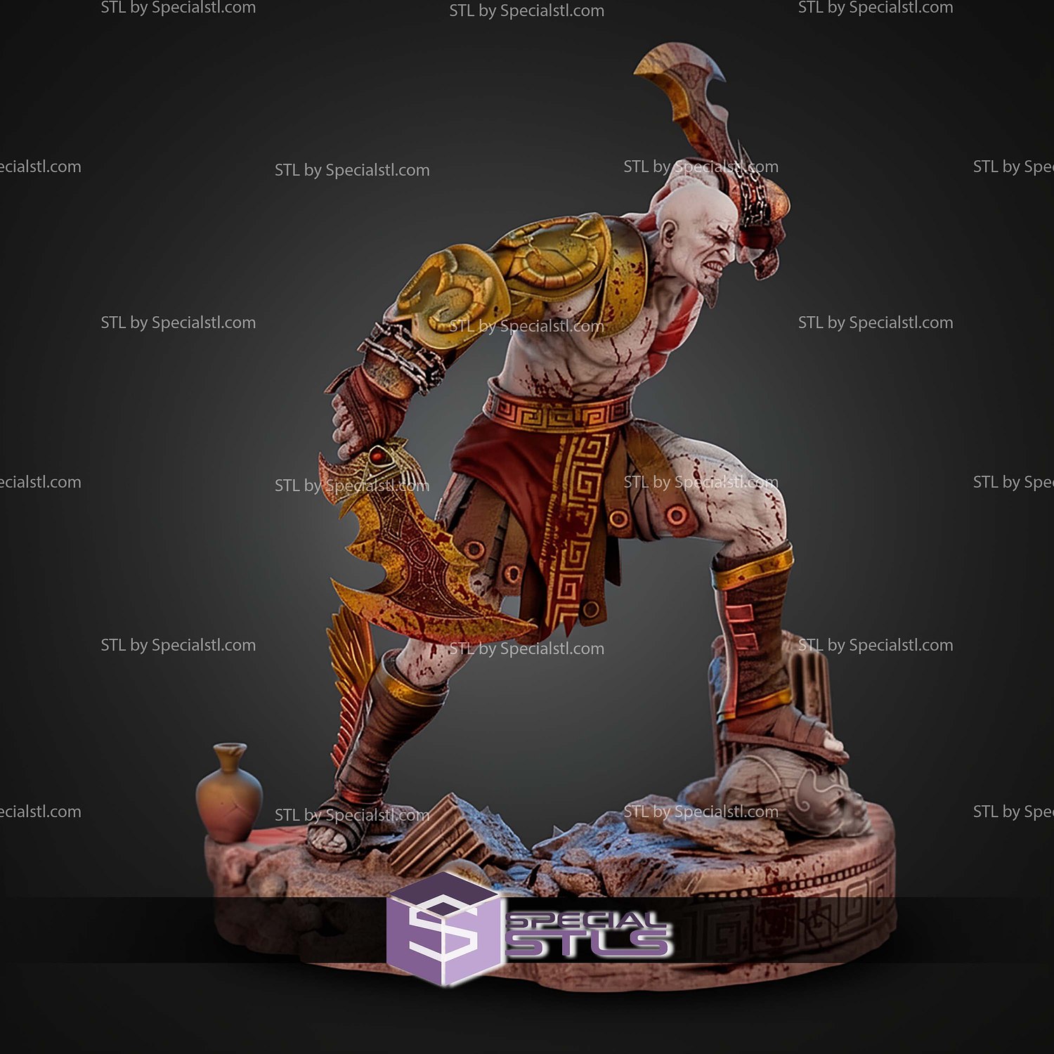 Kratos Ghost Of Sparta STL Files 3D Model — view 6