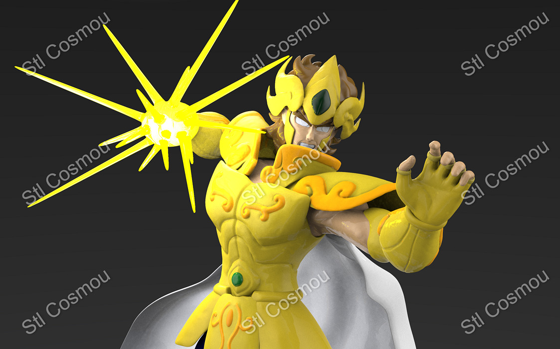 Saint Seiya - Aiolia Leo gold saint 3D STL Model — view 3