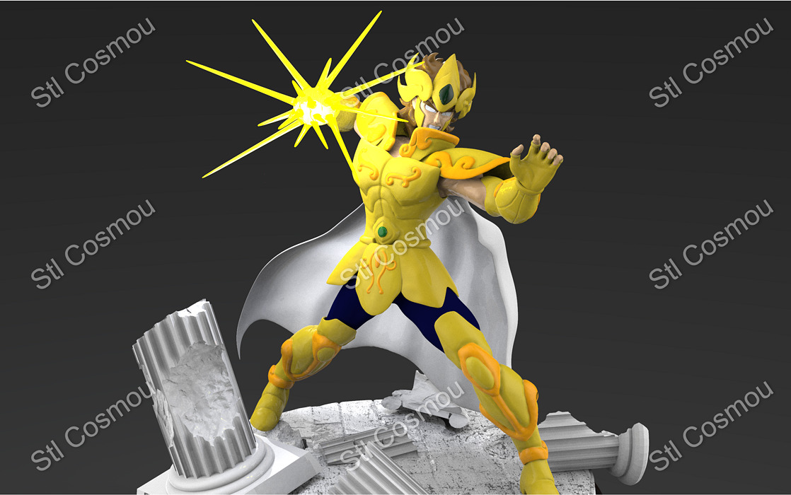 Saint Seiya - Aiolia Leo gold saint 3D STL Model — view 4