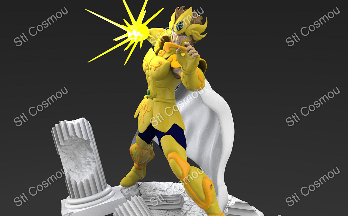 Saint Seiya - Aiolia Leo gold saint 3D STL Model — view 6