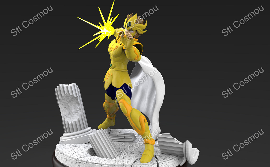 Saint Seiya - Aiolia Leo gold saint 3D STL Model — view 7